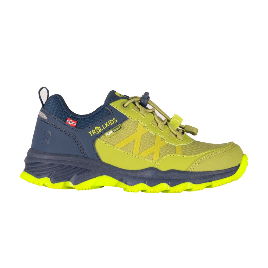 Trollkids Trolltunga Low XT Hiking Shoes Kids - Kiwi/Mystic Blue/Green Lizard