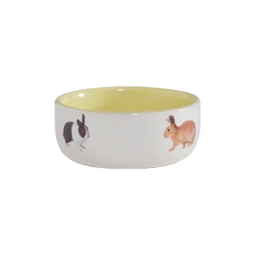 Beeztees Ceramic Rabbit Food Bowl - Yellow