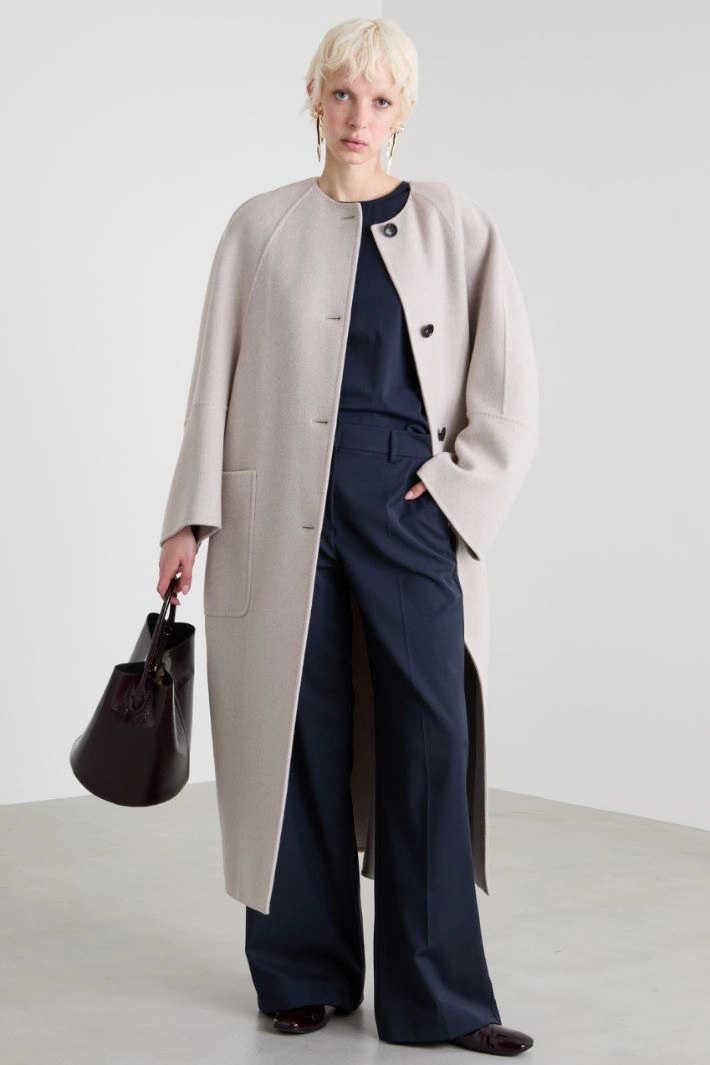 Cashmere crewneck coat - LIGHT BEIGE