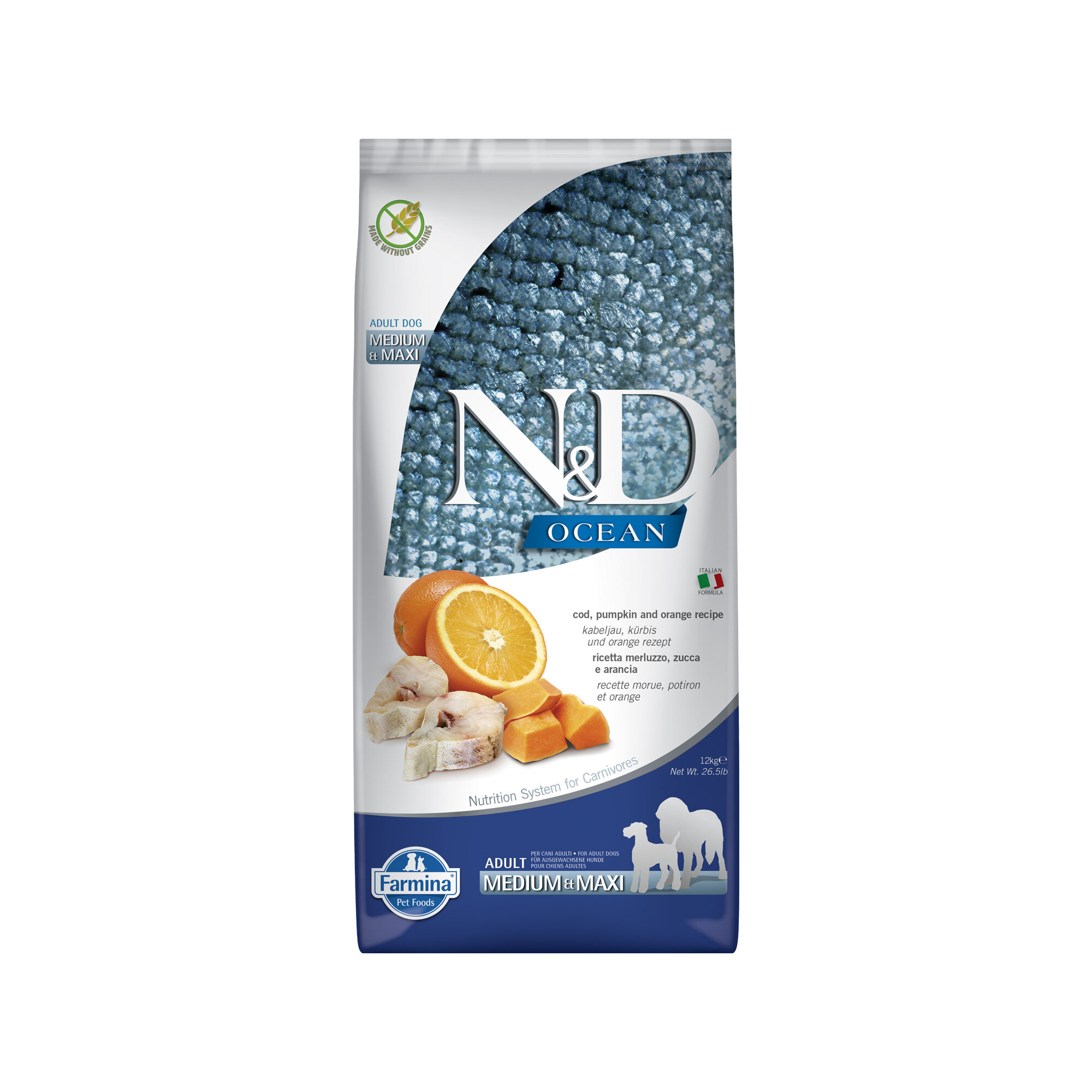 Farmina N&D Ocean Cod and Orange Adult Dog Medium & Maxi - 12 kg