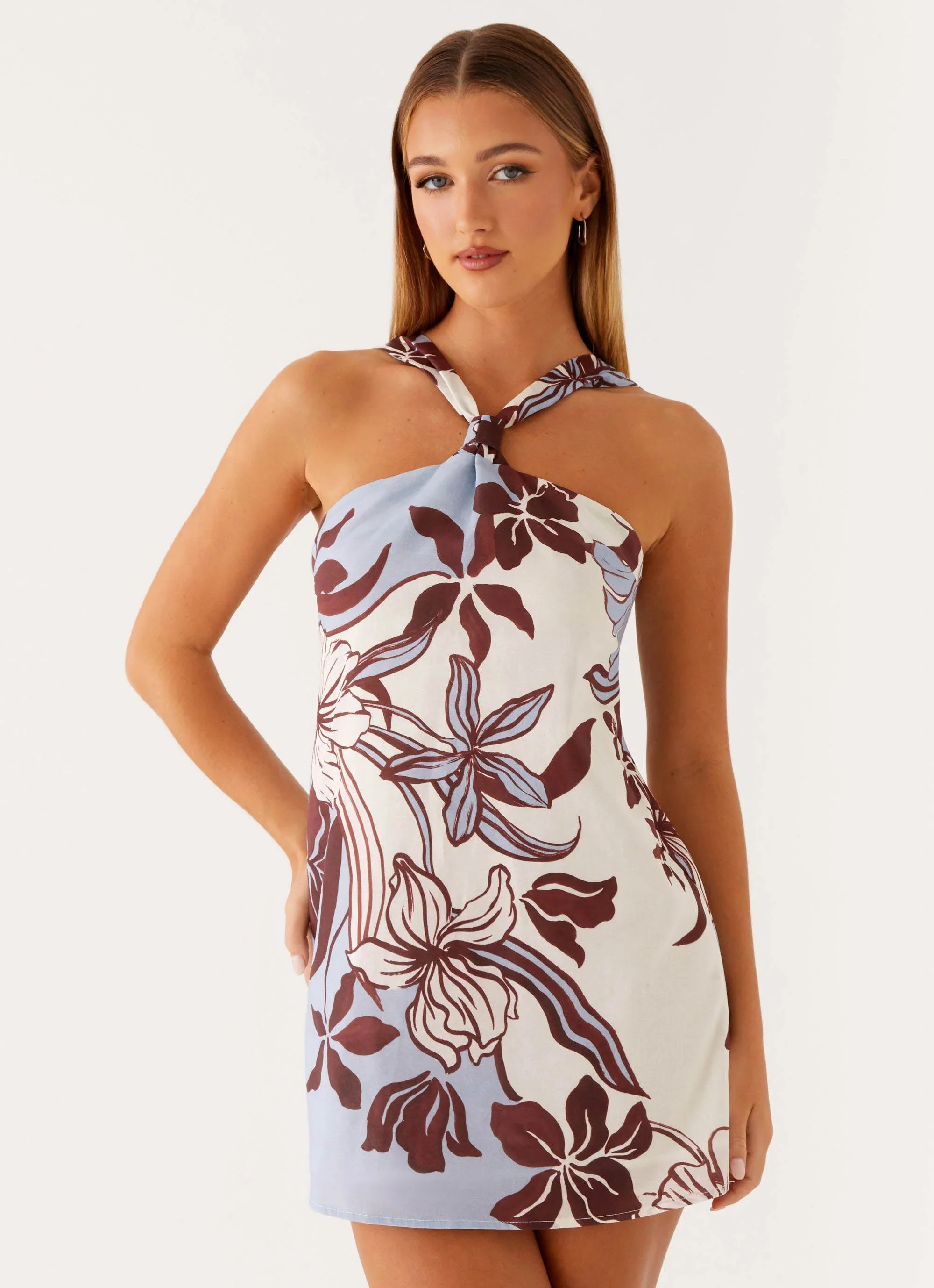 Keira Linen Mini Dress - Bluewood Blossom