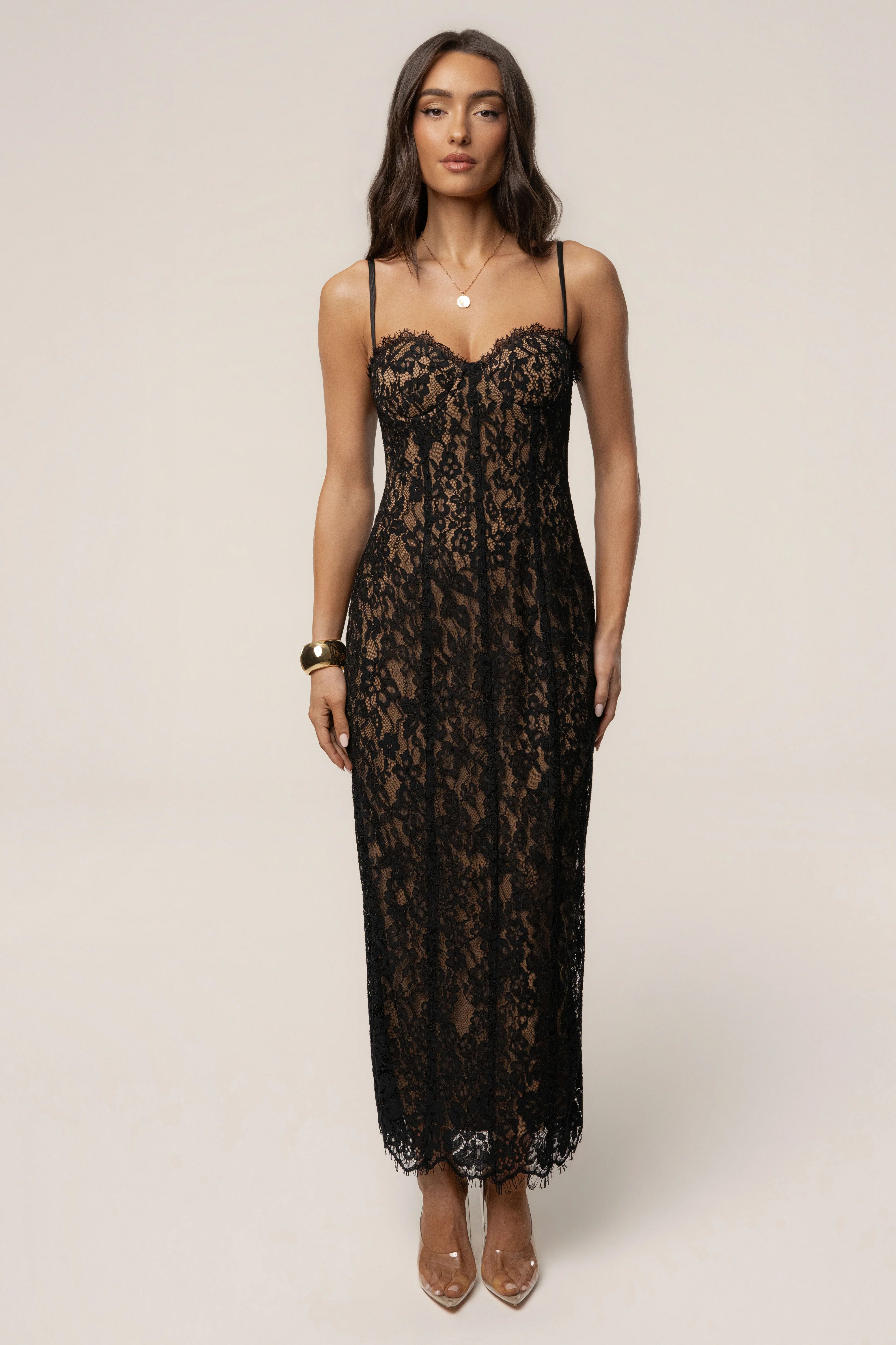 Black Love Reign Lace Midi Dress