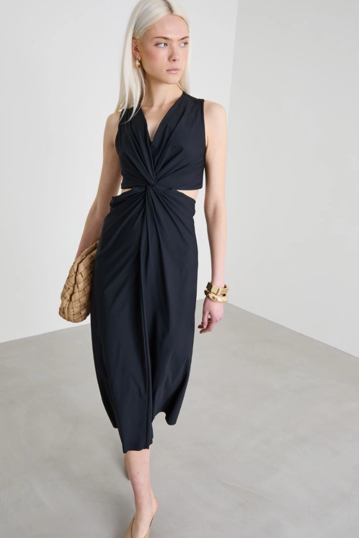 Draped jersey dress - BLACK