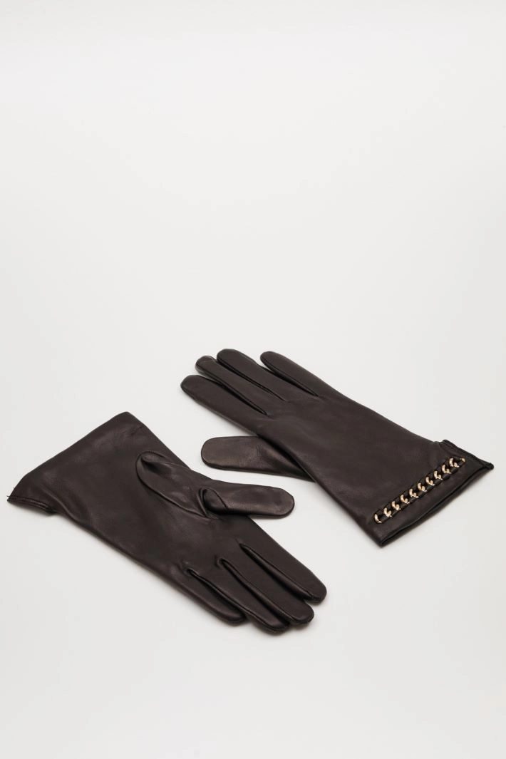 Chain-detailed gloves - BLACK