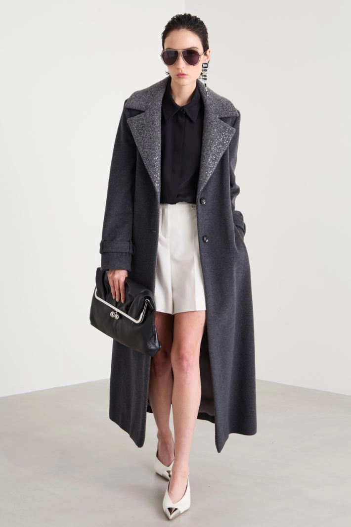 Velour and sequin coat - GREY