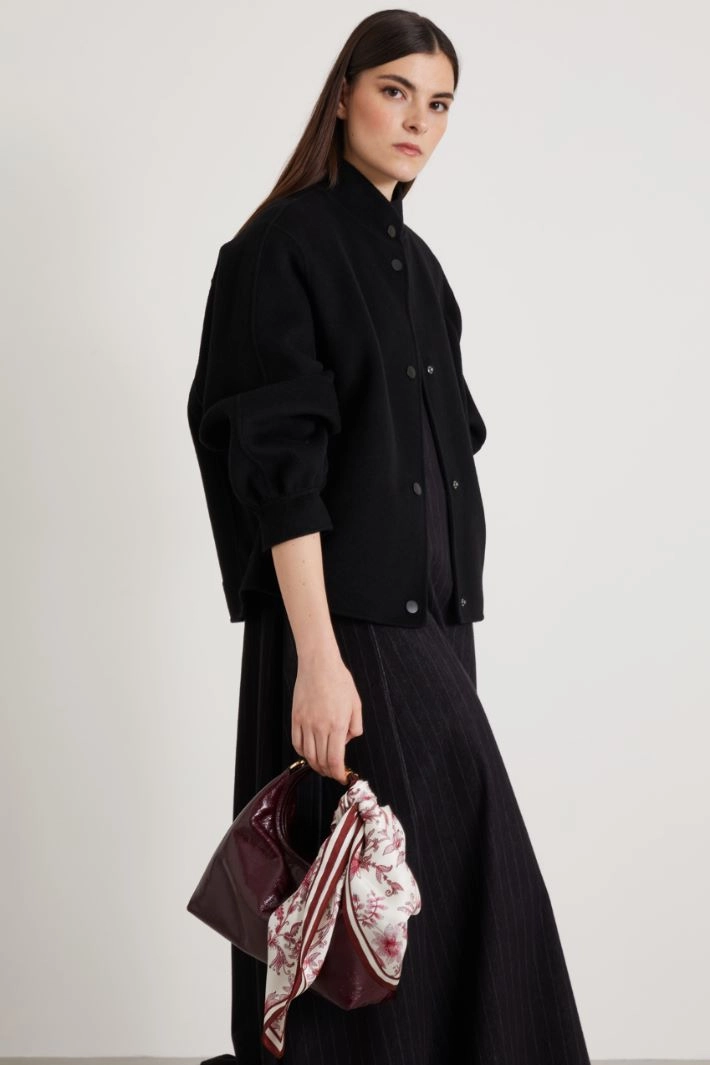 Silk twill scarf - CREAM BORDEAUX