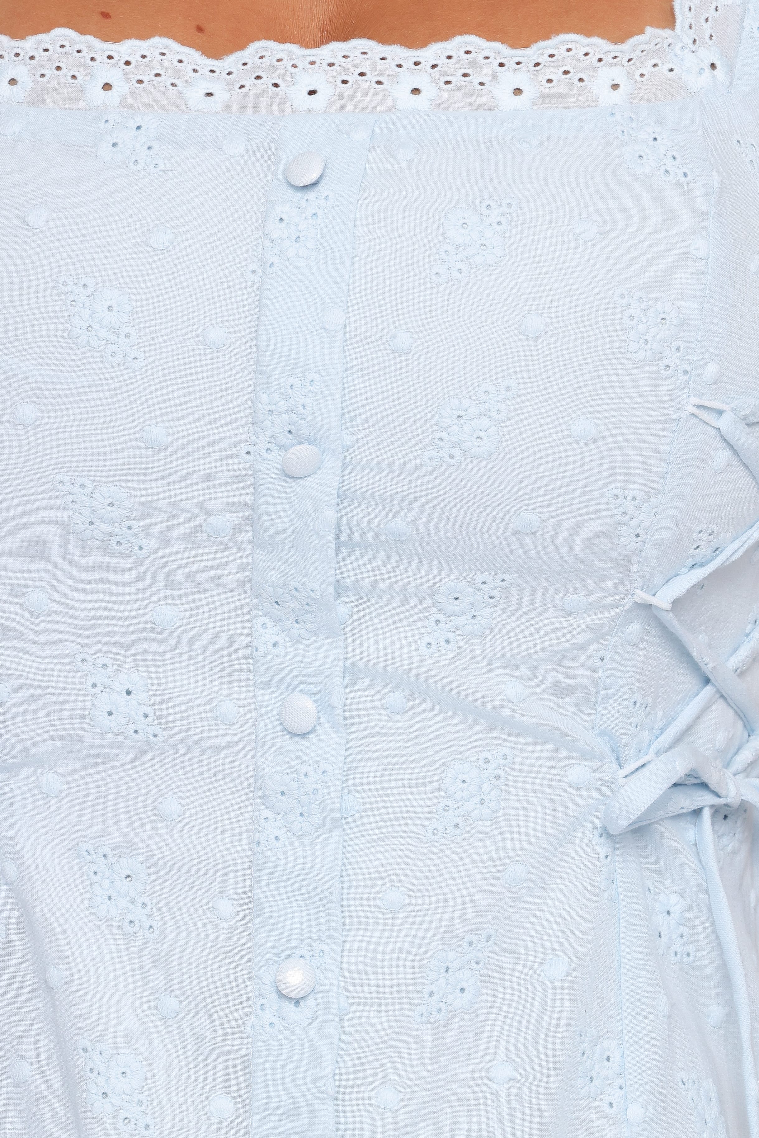 Davida Mini Dress - Pale Blue Broderie