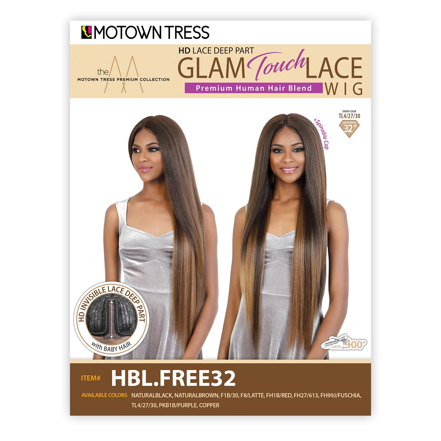 Motown Tress Human Hair Blend Glam Touch HD Lace Front Wig HBL.FREE32