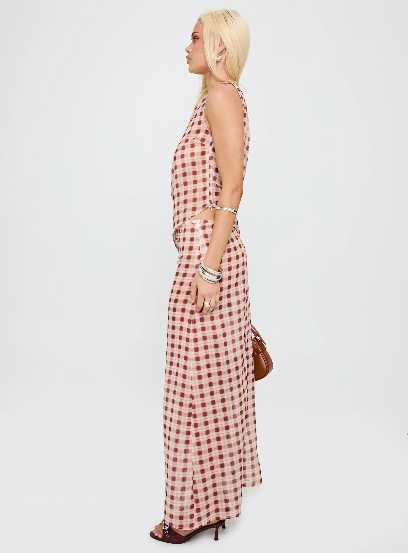 Surina Skirt Peach Check