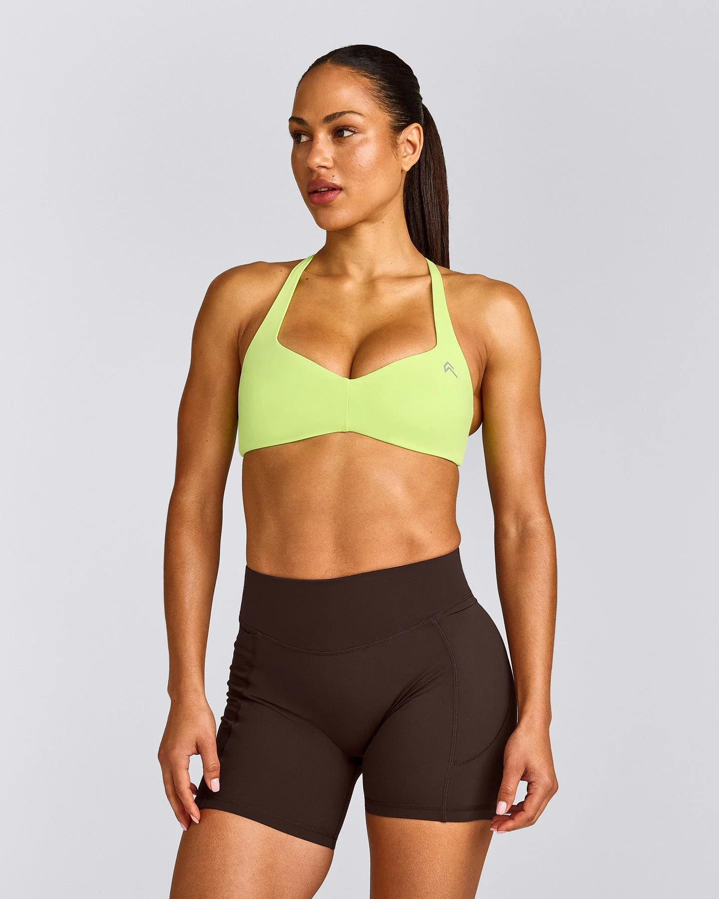 UnifiedMove™ T Back Minimal Bralette with Reflective Logo | Citrus Green
