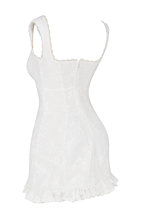 white embroidered mini dress