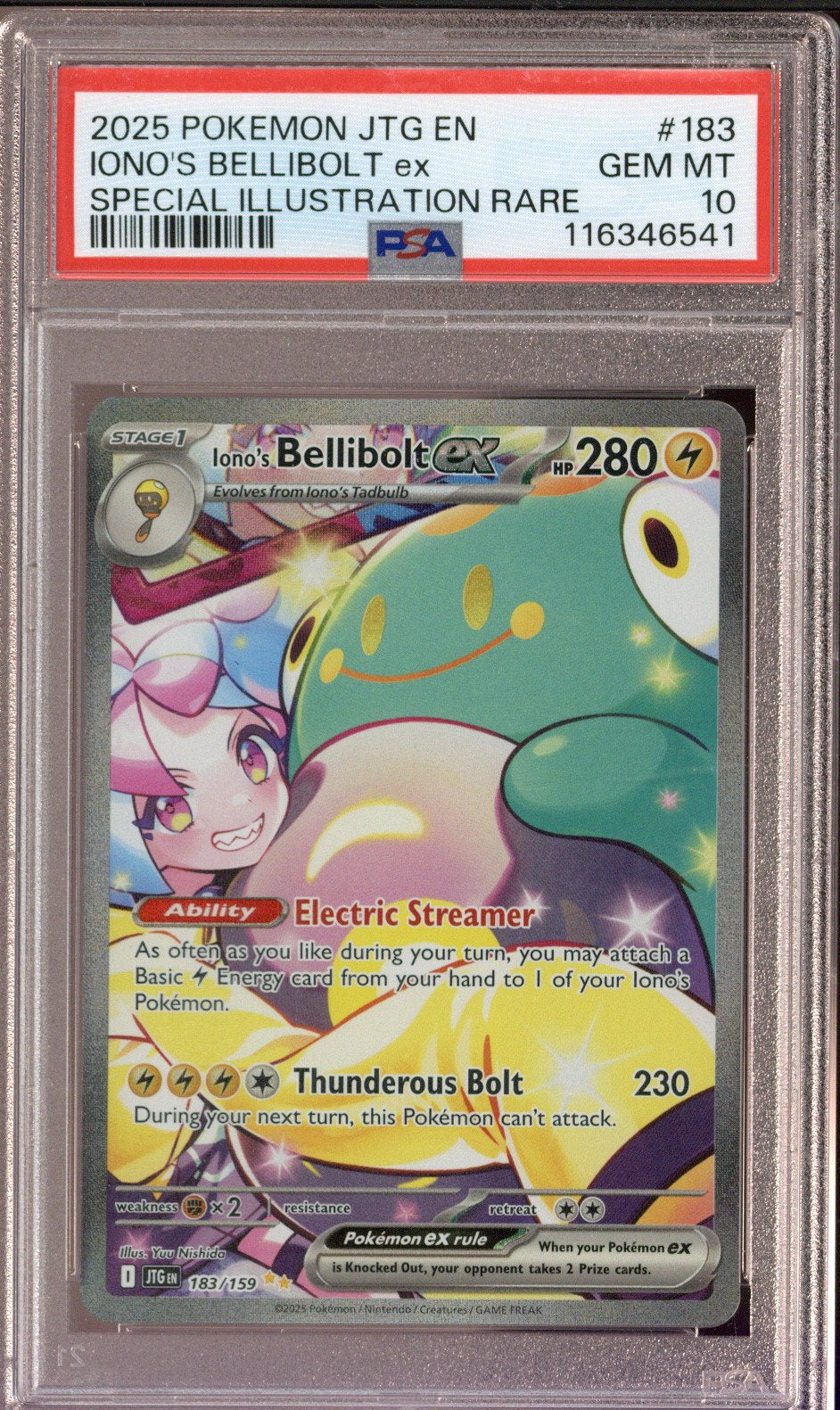 2025 Pokemon Journey Together Iono's Bellibolt ex SIR 183/159 PSA 10