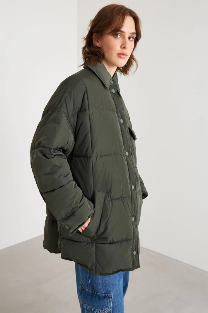 Padded jacket in water-repellent taffeta - OLIVE GREEN