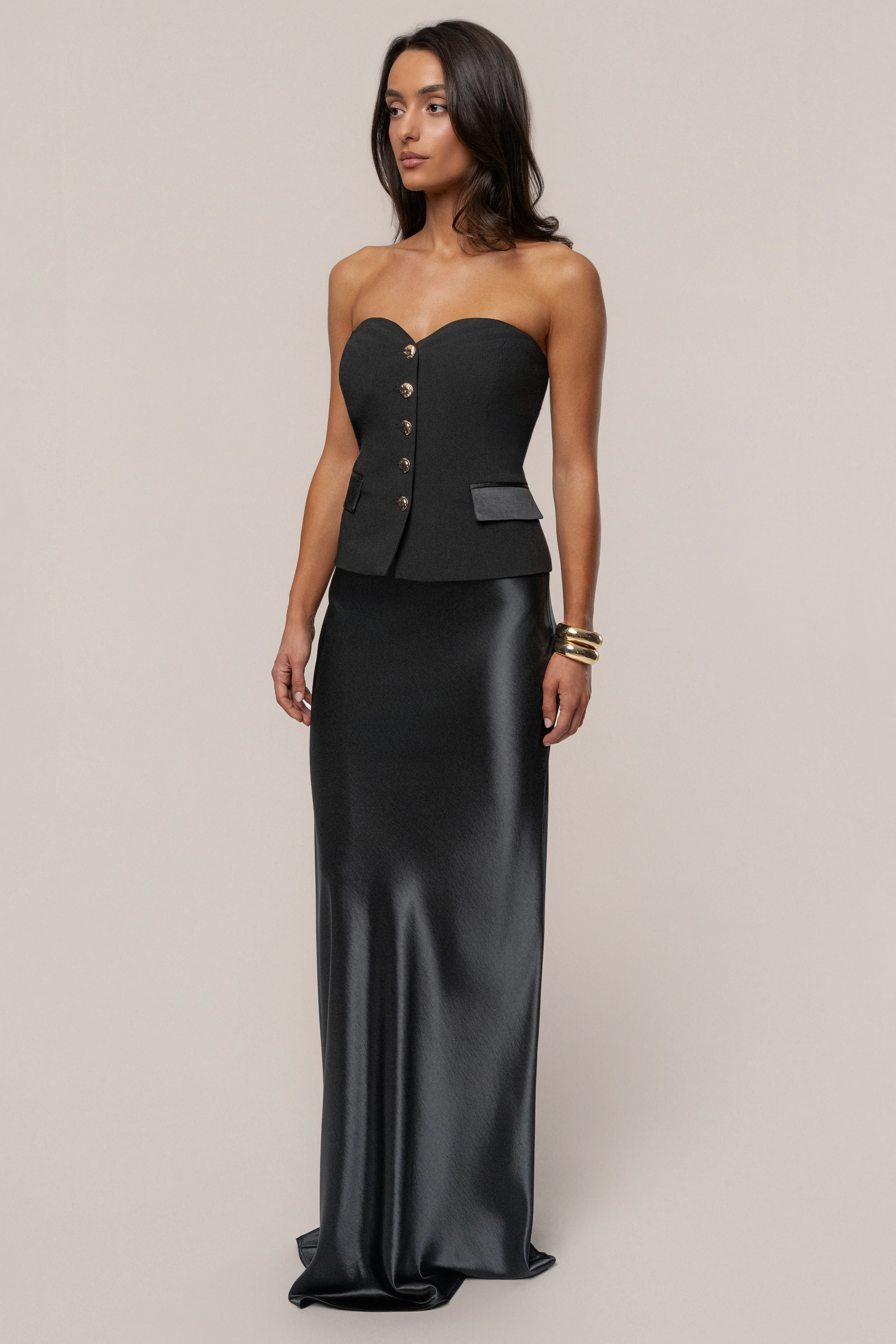 Black Button Front Vest