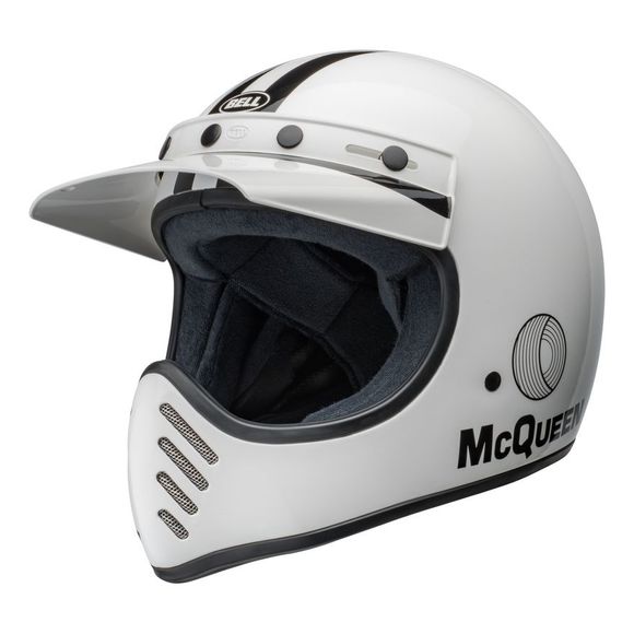 Bell MOTO-3 STEVE MCQUEEN B/W STRIPES Full-Face Helmet - White/BlackRef: EL0718