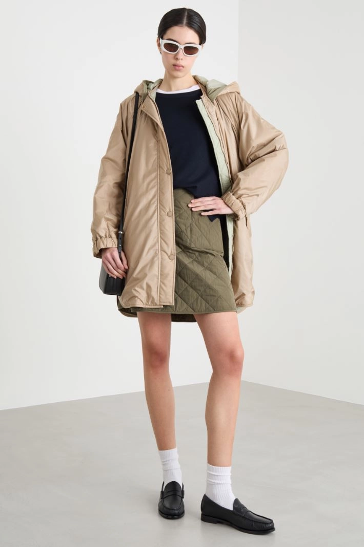 Reversible Water-Repellent Technical Canvas Parka - BEIGE