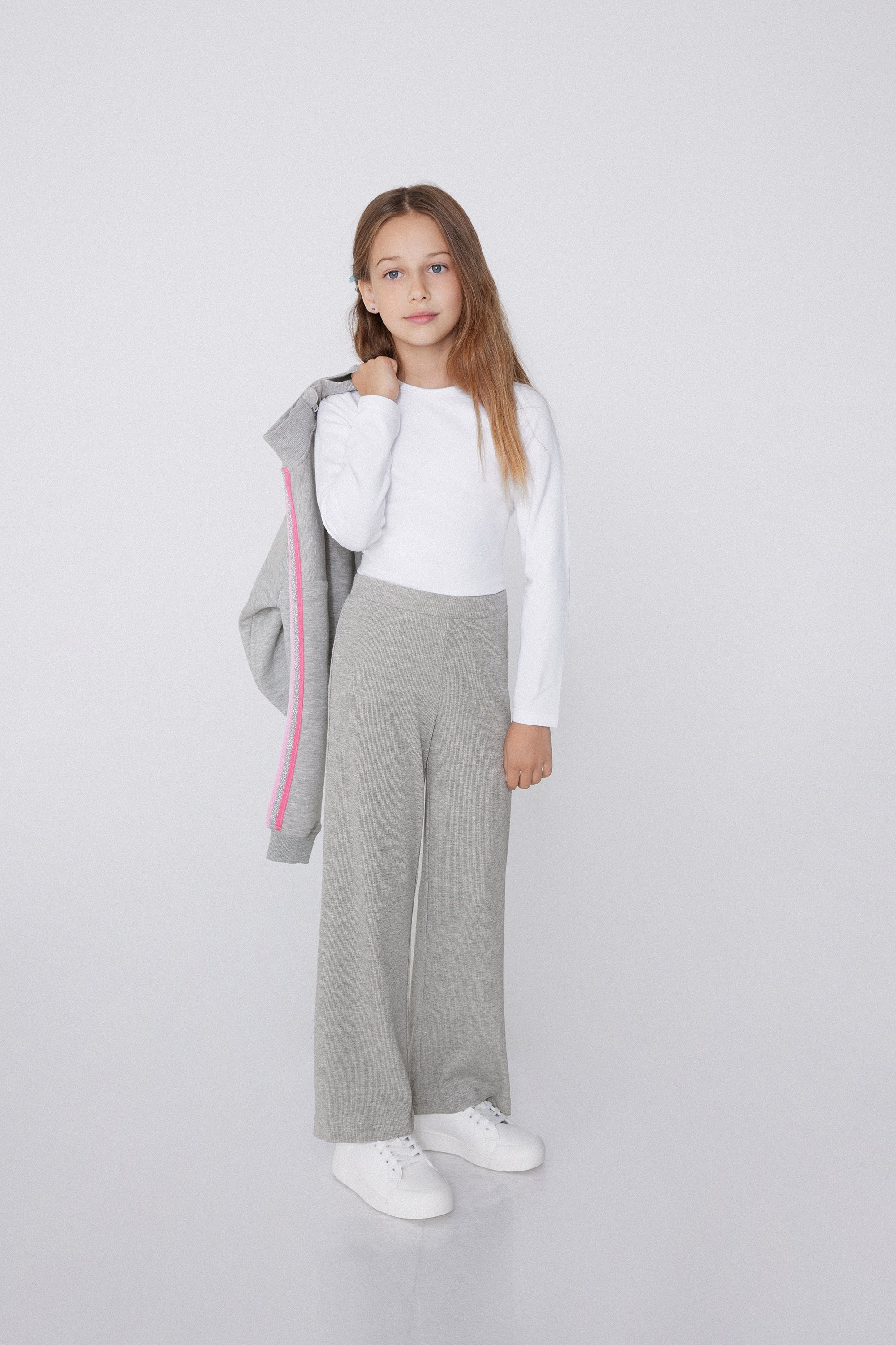Girls’ Ribbed Cotton Palazzo Trousers