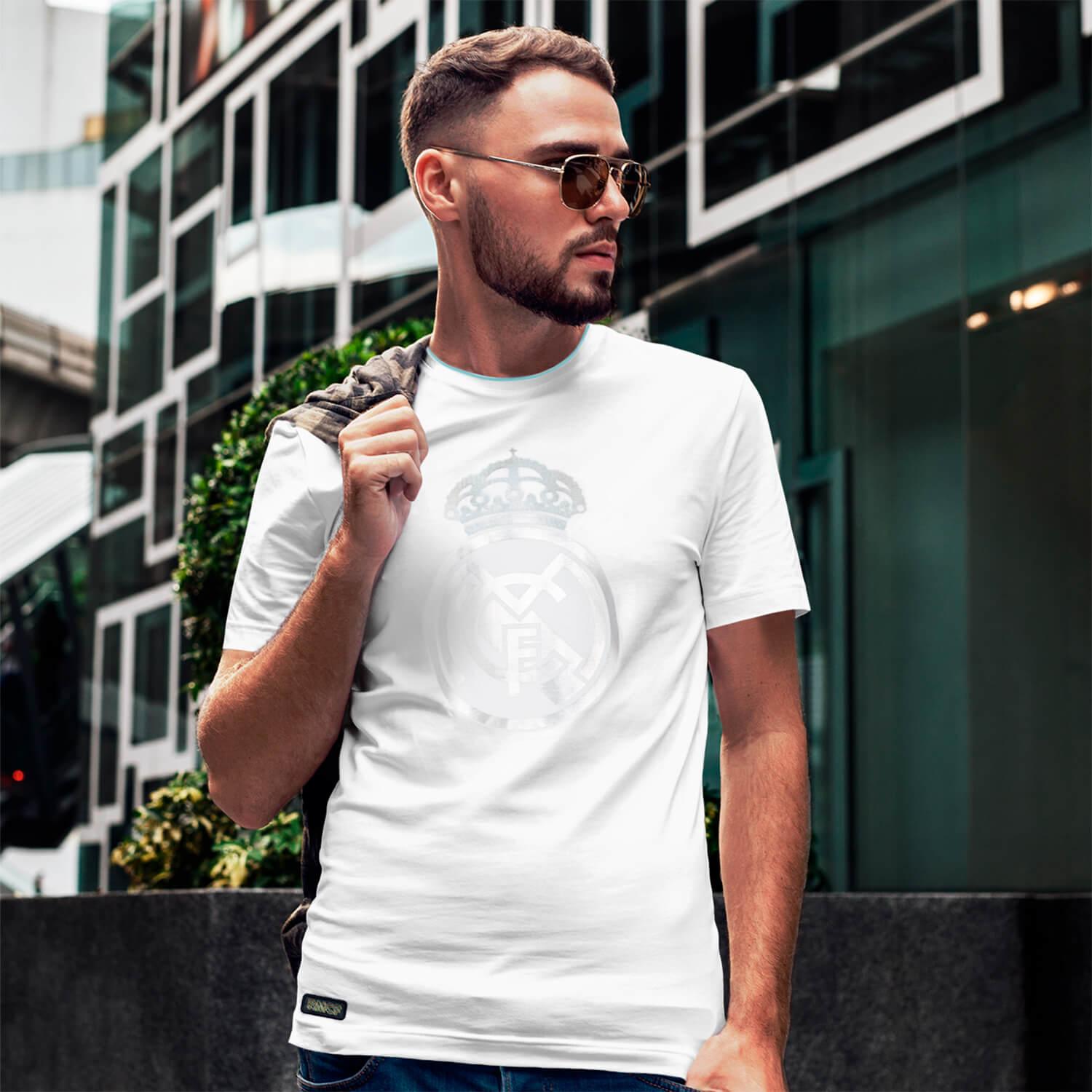 Bernabéu Neon Lights Mens RMCF Reflective Logo T-Shirt White