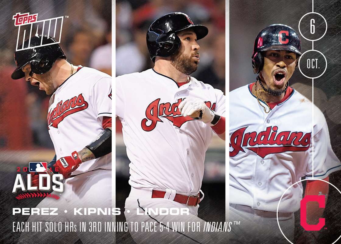 Roberto Perez, Jason Kipnis, Francisco Lindor - 10/6/16 TOPPS NOW® Card 549 - Print Run: 324