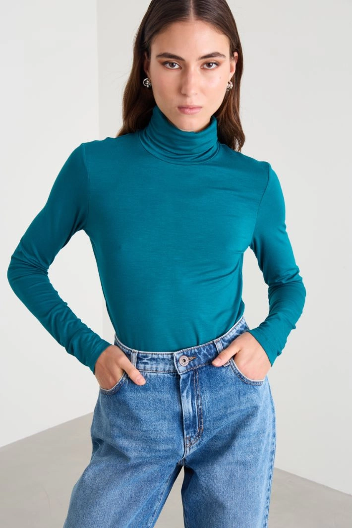 Viscose turtleneck - PETROL