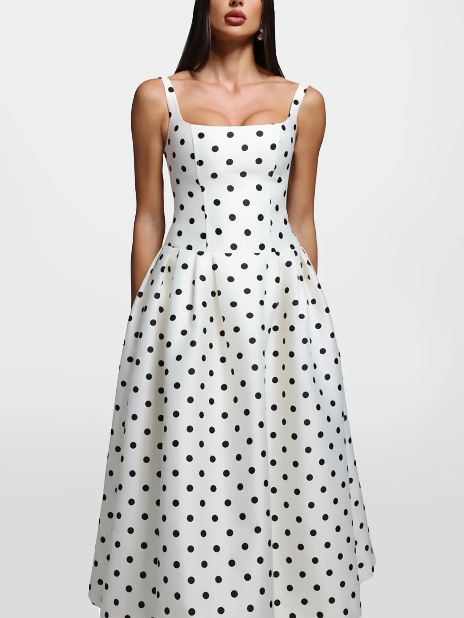 Polka Dot Maxi Dress Evening Flair