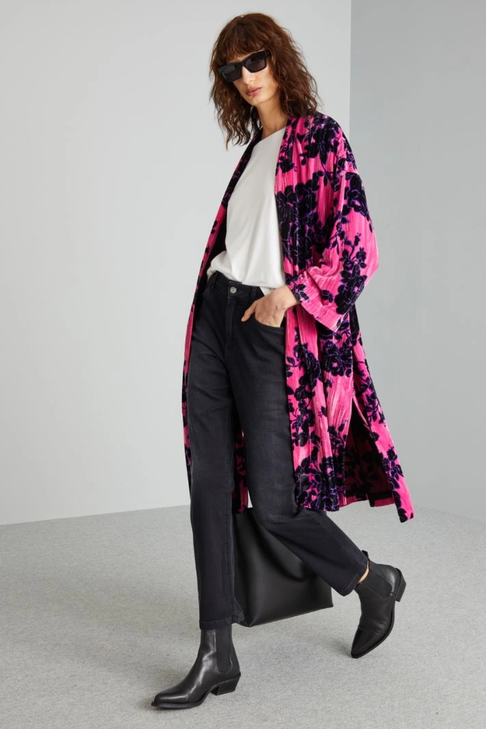 Velvet overcoat - FUCSHIA BLACK VIOLET