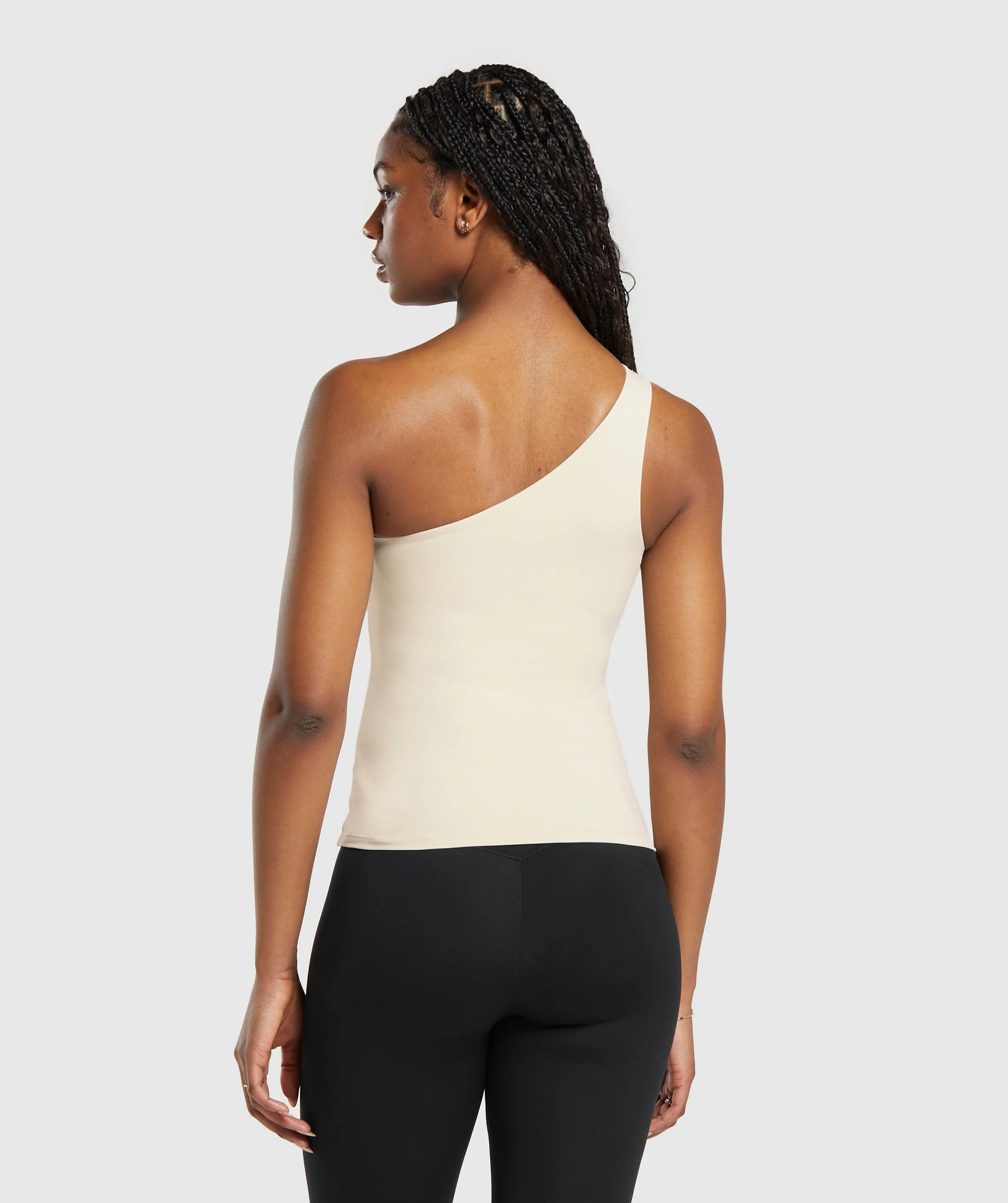Asymmetric Tank With Shelf Ecru White