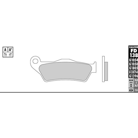Galfer Sinter Sintered Metal brake pads front / rear depending on modelRef: FD138G1370