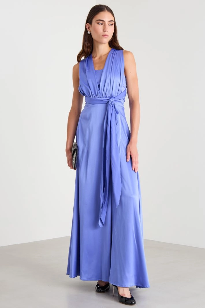 Long satin dress - LILAC
