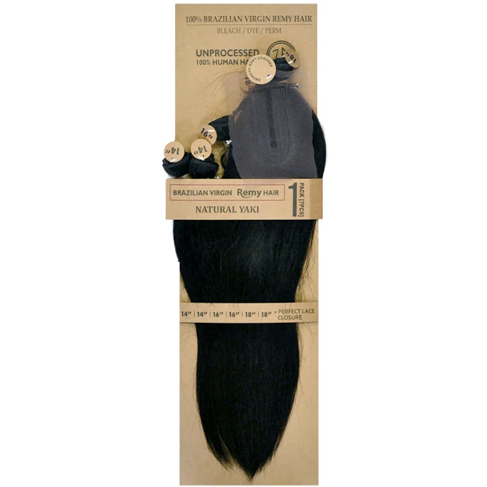 Laflare 100% Unprocessed Brazilian Virgin Remy Human Hair Weave - 7 PCS NATURAL YAKI 18/20/22