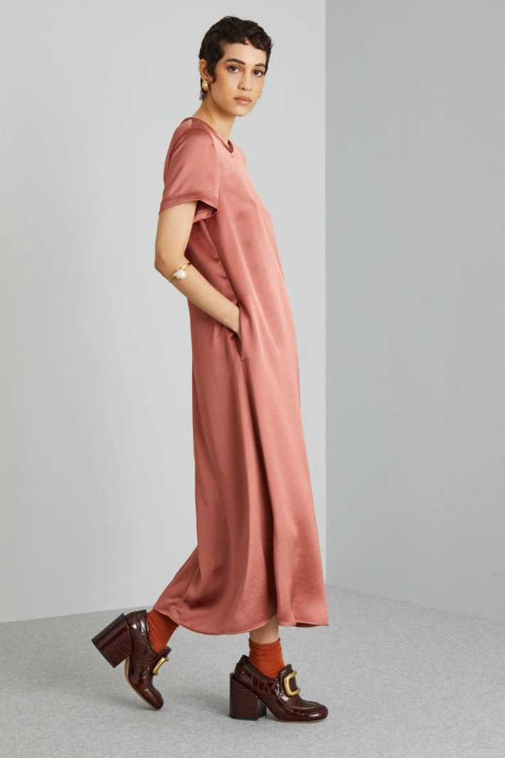 Long short-sleeved dress - ANTIQUE PINK