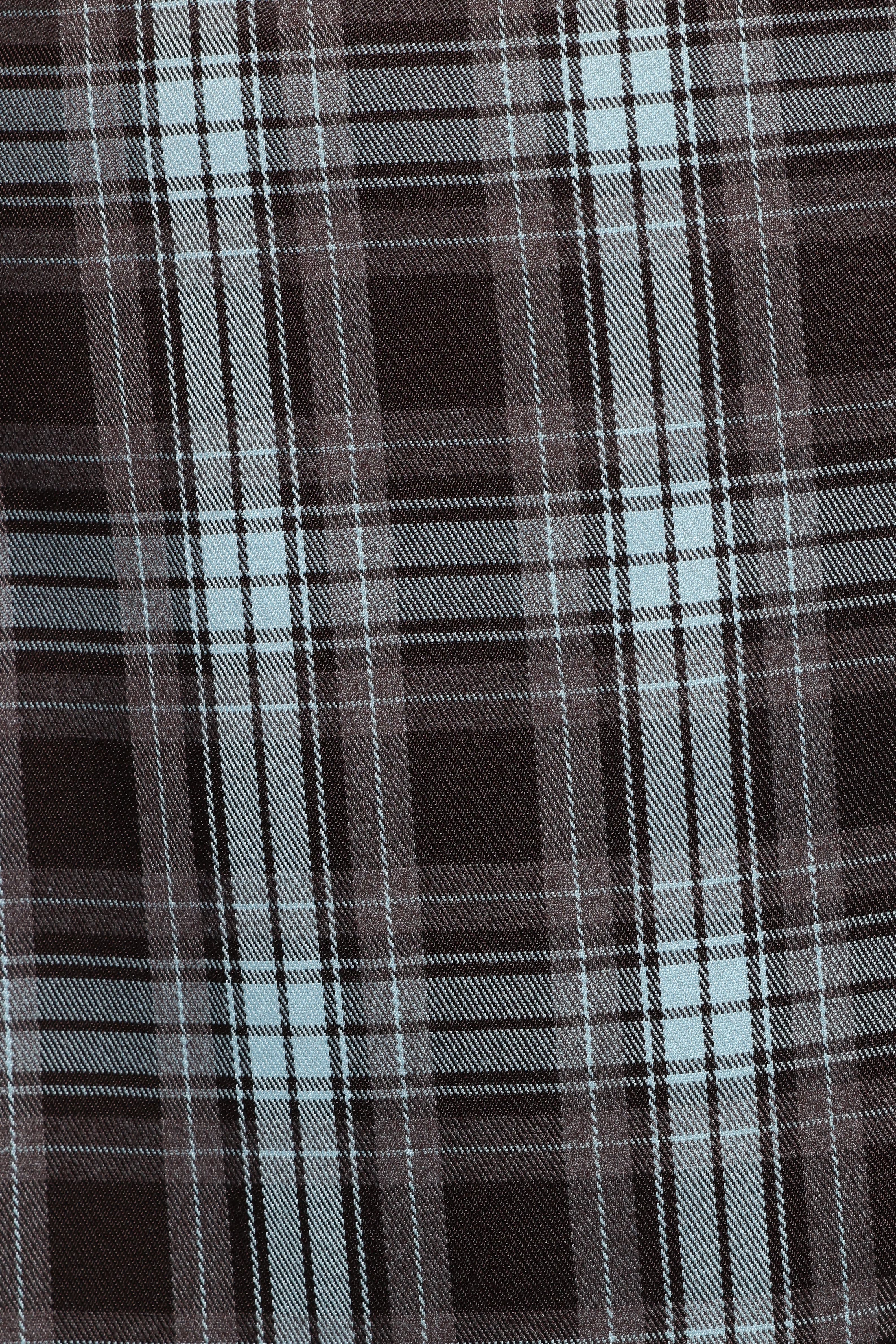 Kelly Faux Wrap Mini Skirt - Choc/Blue Plaid