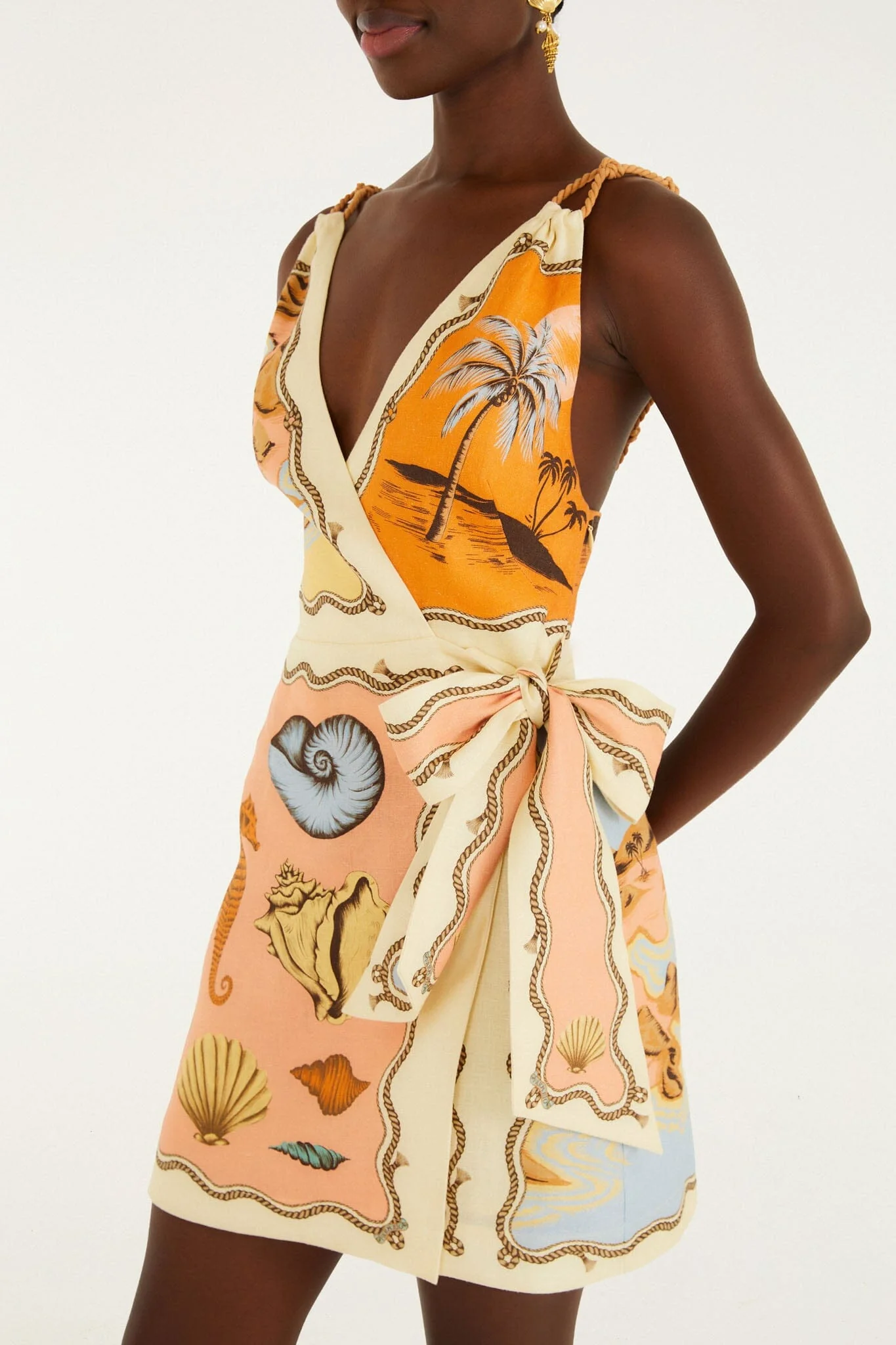 Multicolor Rio Souvenir Scarves Rope Straps Mini Dress