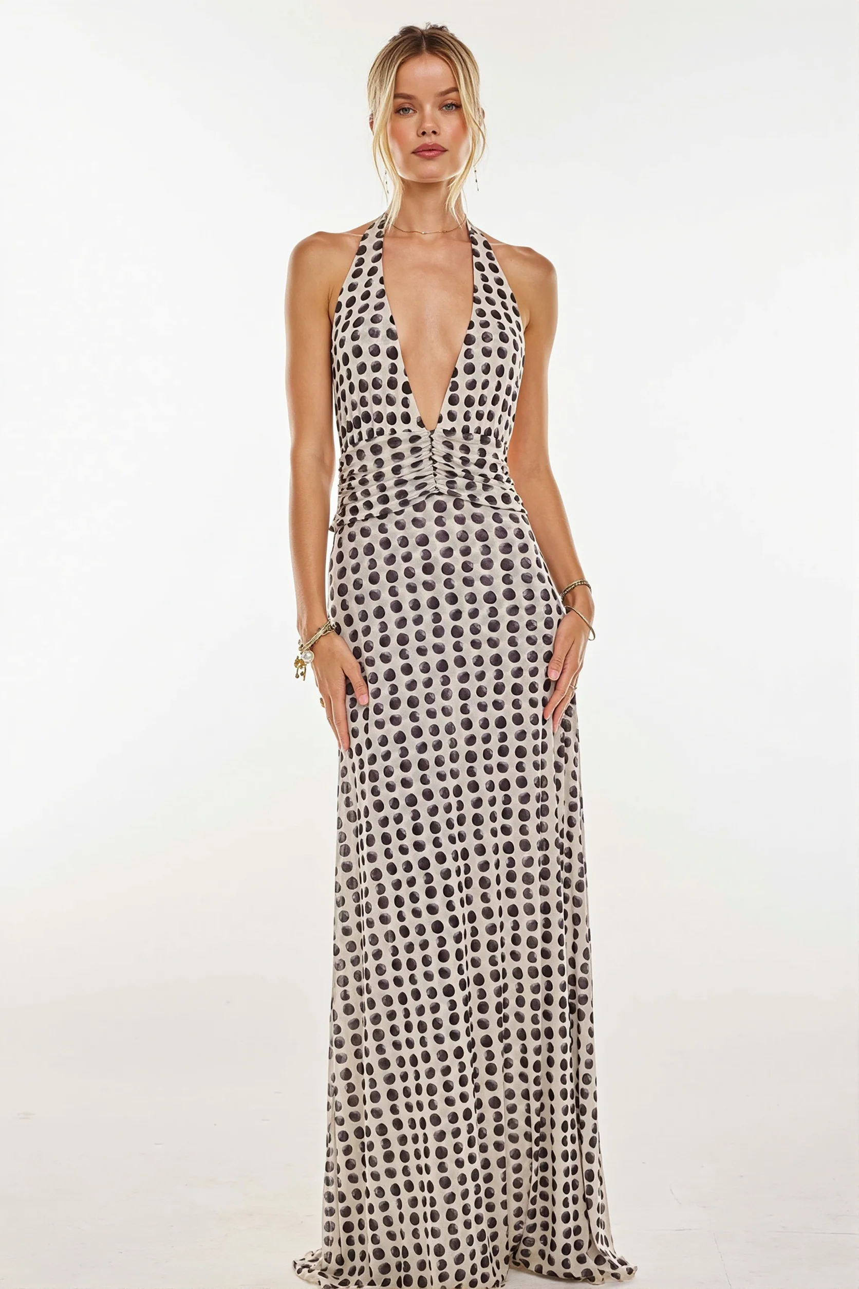 Halter Backless Printed Slim Maxi Dress