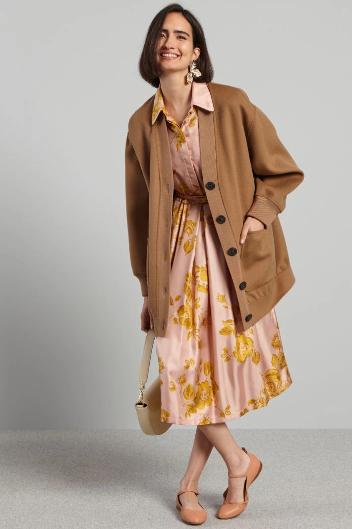 Jacket with knitted inserts - CAMEL