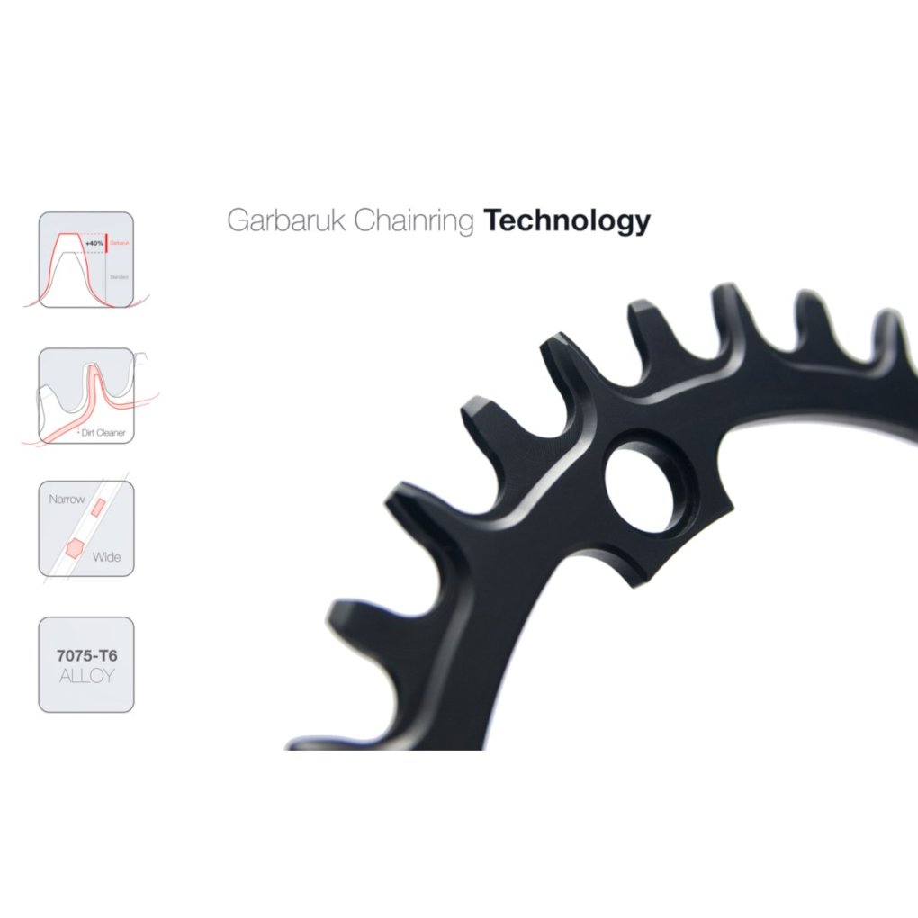Garbaruk MTB Chainring - 94 mm / Round / Narrow-Wide - for SRAM - black
