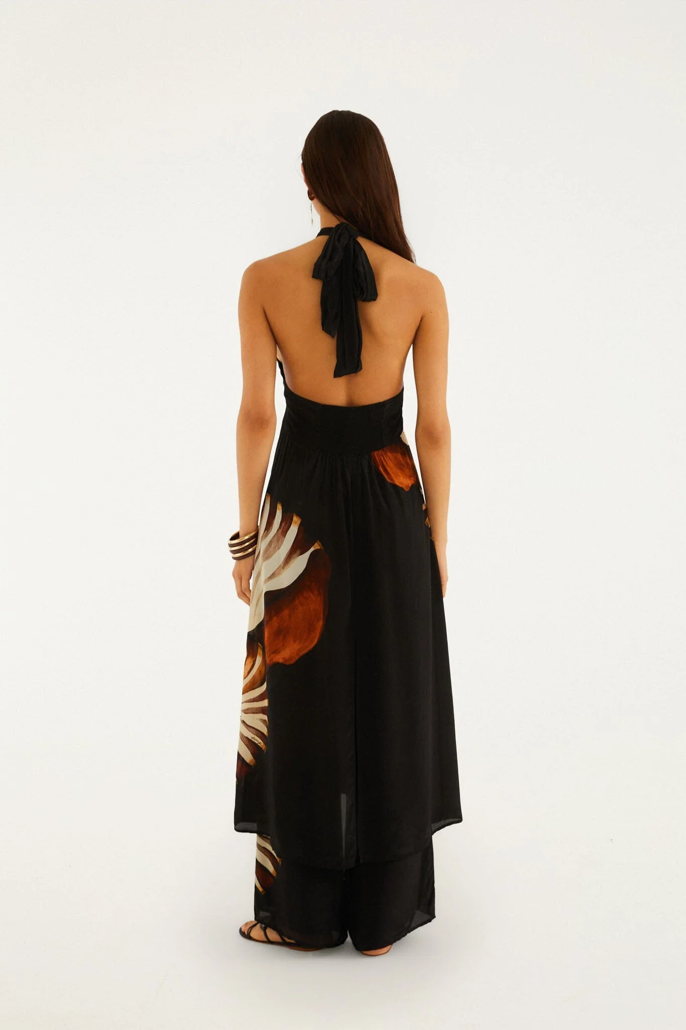 Black Ammonite Beaded Elastic Waist Pants