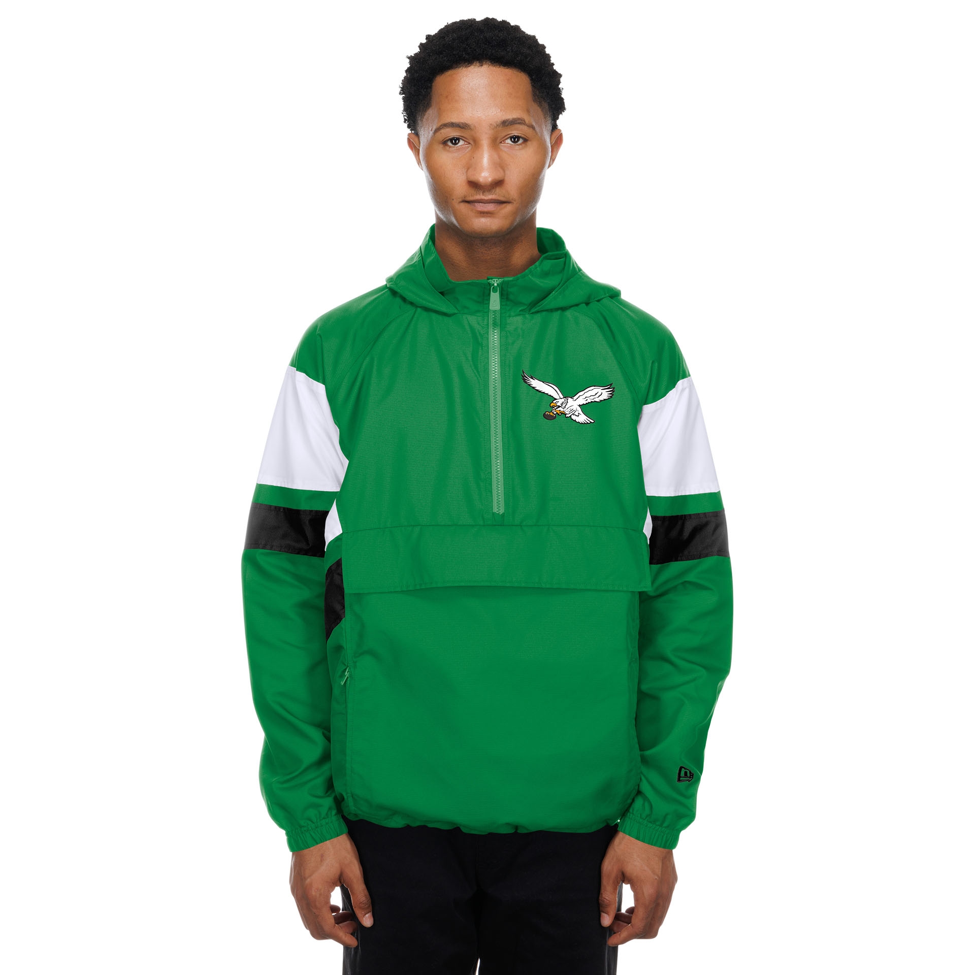 Philadelphia Eagles NFL Quarter Zip Windbreaker Jacket Green