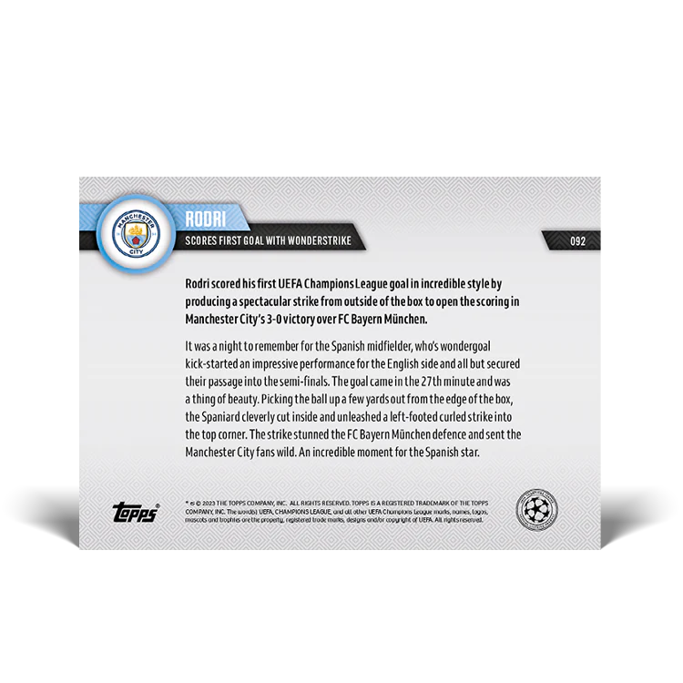 Topps UK - Scores first goal with wonderstrike - UCL TOPPS NOW® Card #92