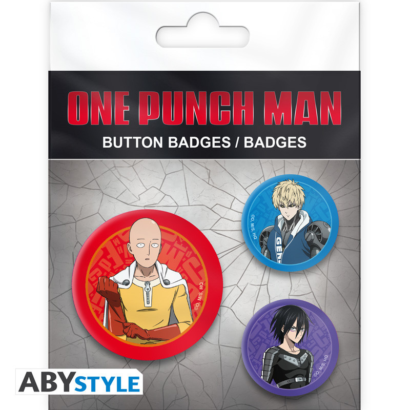 ONE PUNCH MAN Badge Pack Saitama, Genos & Sonic
