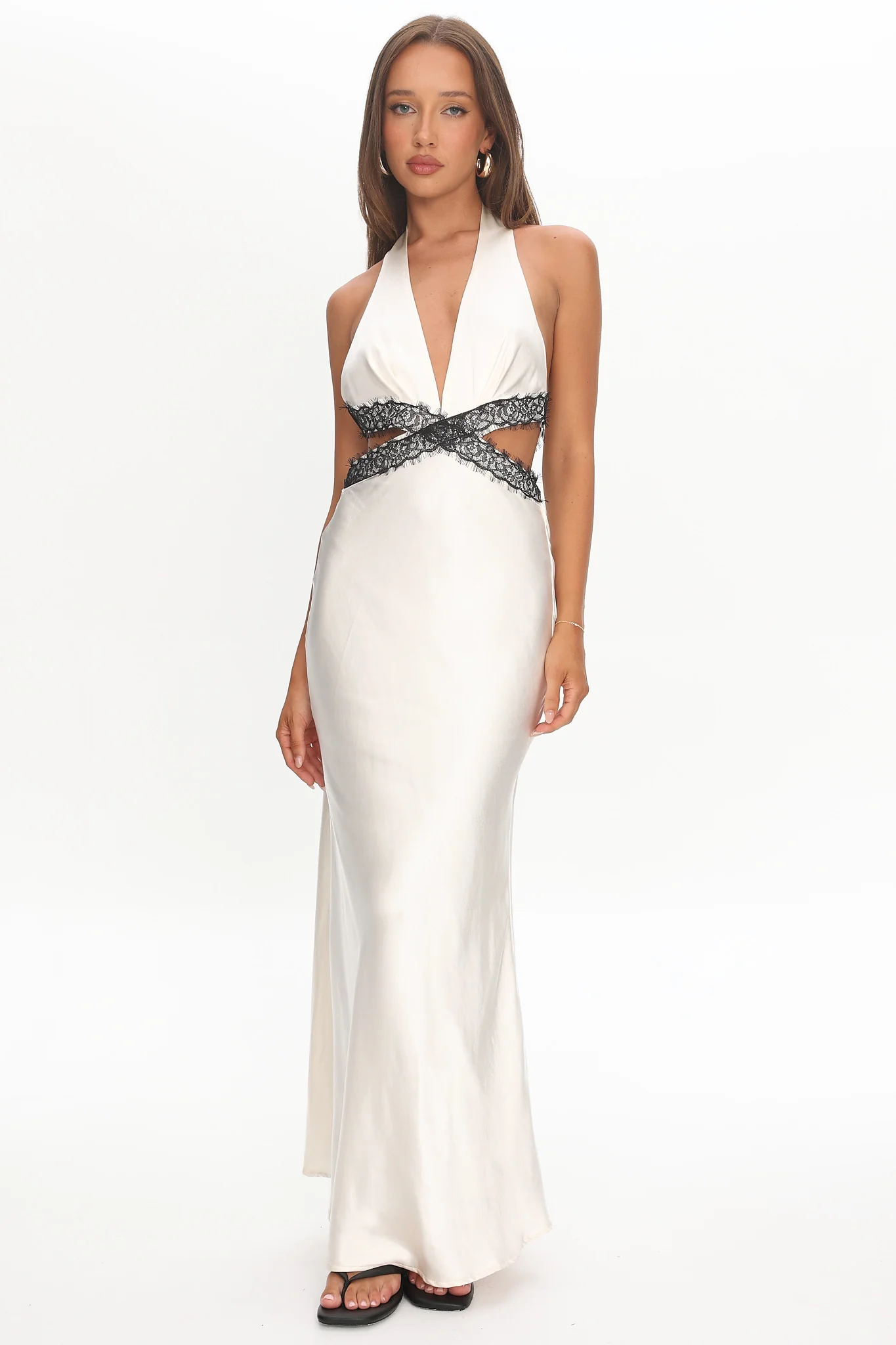 Of Your Dreams Cut-Out Halter Dress Oyster