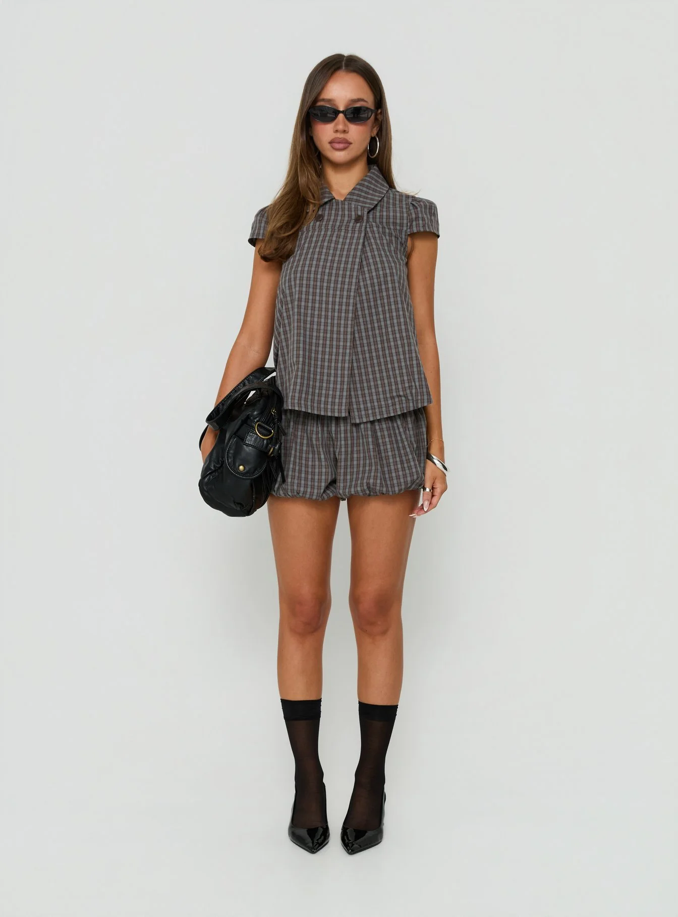 Tuckerr Trench Top Grey Check