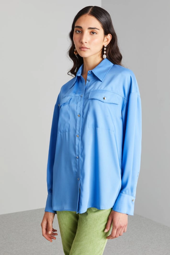 Twill shirt with pockets - AIR FORCE BLUE