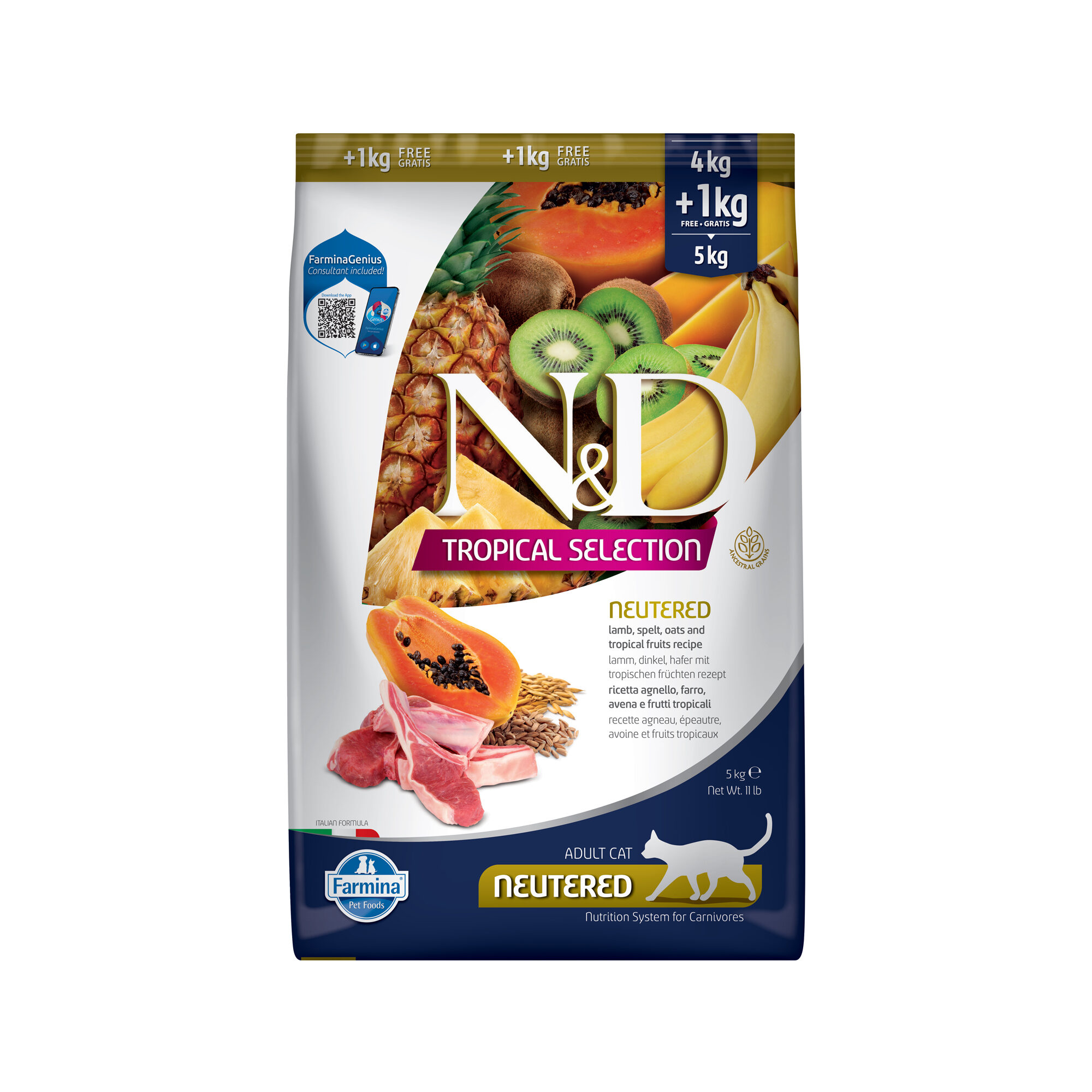 Farmina N&D Tropical Neutered Lamb - Cat Food - 5 kg