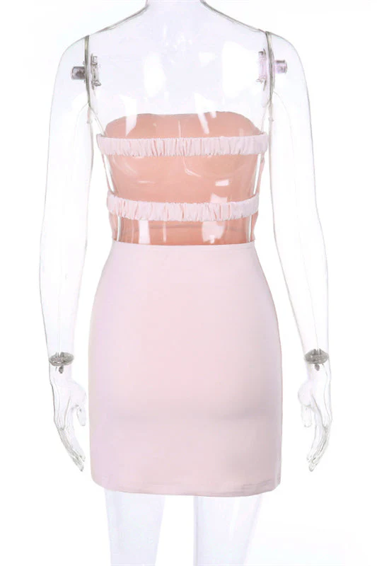 Strapless Pink Bodycon Short Dress