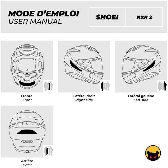 Fear The Yellow Bear REPLICA SHOEI NXR 2 Reflective Stickers - WhiteRef: FYB0012