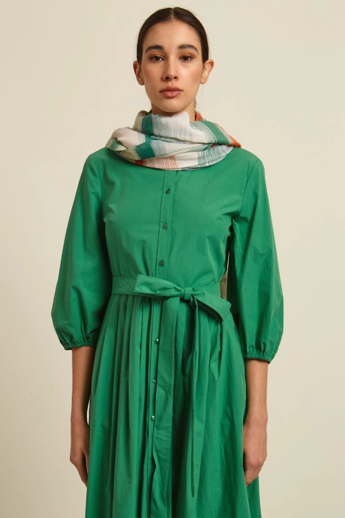 Stole with fringed edges - GREEN WHITE ORANGE