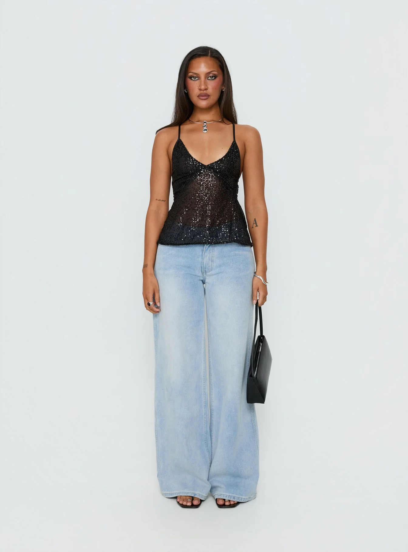 Opaline Sequin Cami Top Black