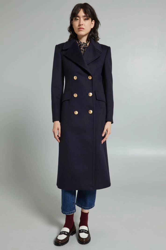 Coat with metal buttons - NIGHT BLUE GOLD