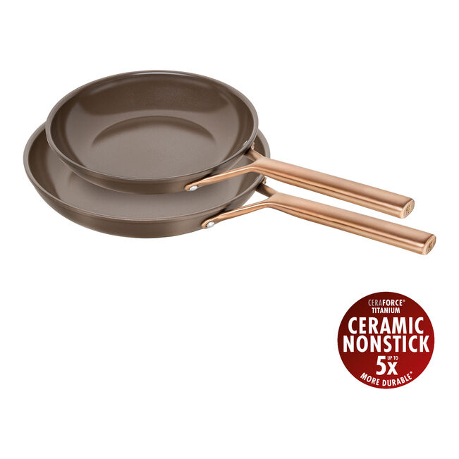 2-pcs Aluminium Frying pan set brown